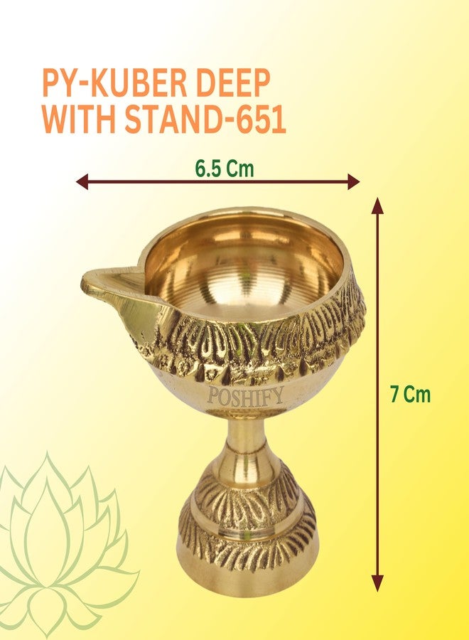 POSHIFY Kuber Brass Diya (Pack of 2) - Handcrafted Traditional Indian Oil Lamp for Puja, Home Decor, and Festival Celebrations - Image 2